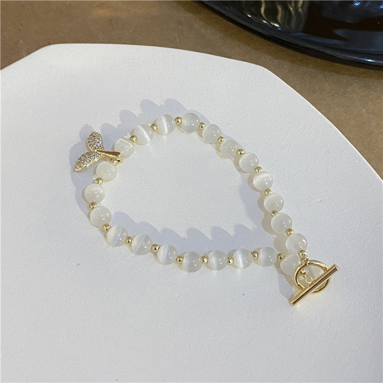 Opal Naturstein Perlen Armband mit dem Anker Verschluss